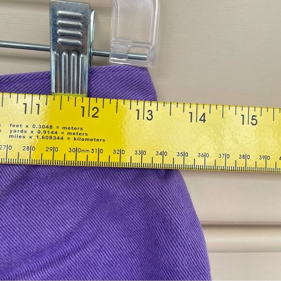 Vintage Bill Blass High Button Waist Purple Denim Distressed Shorts Size 10 - Picture 9 of 11